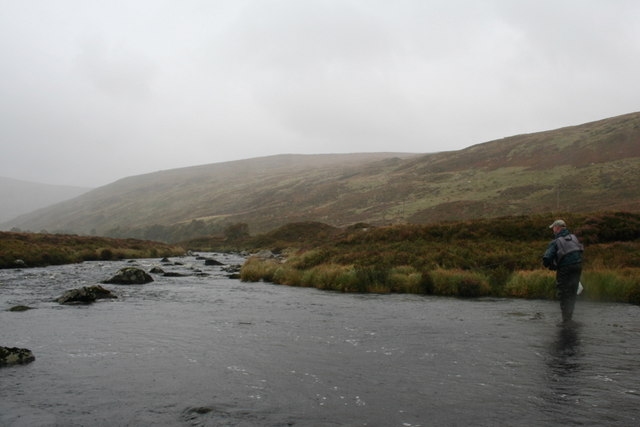 Fly fishing on the River Merkland   geograph.org.uk   1511549